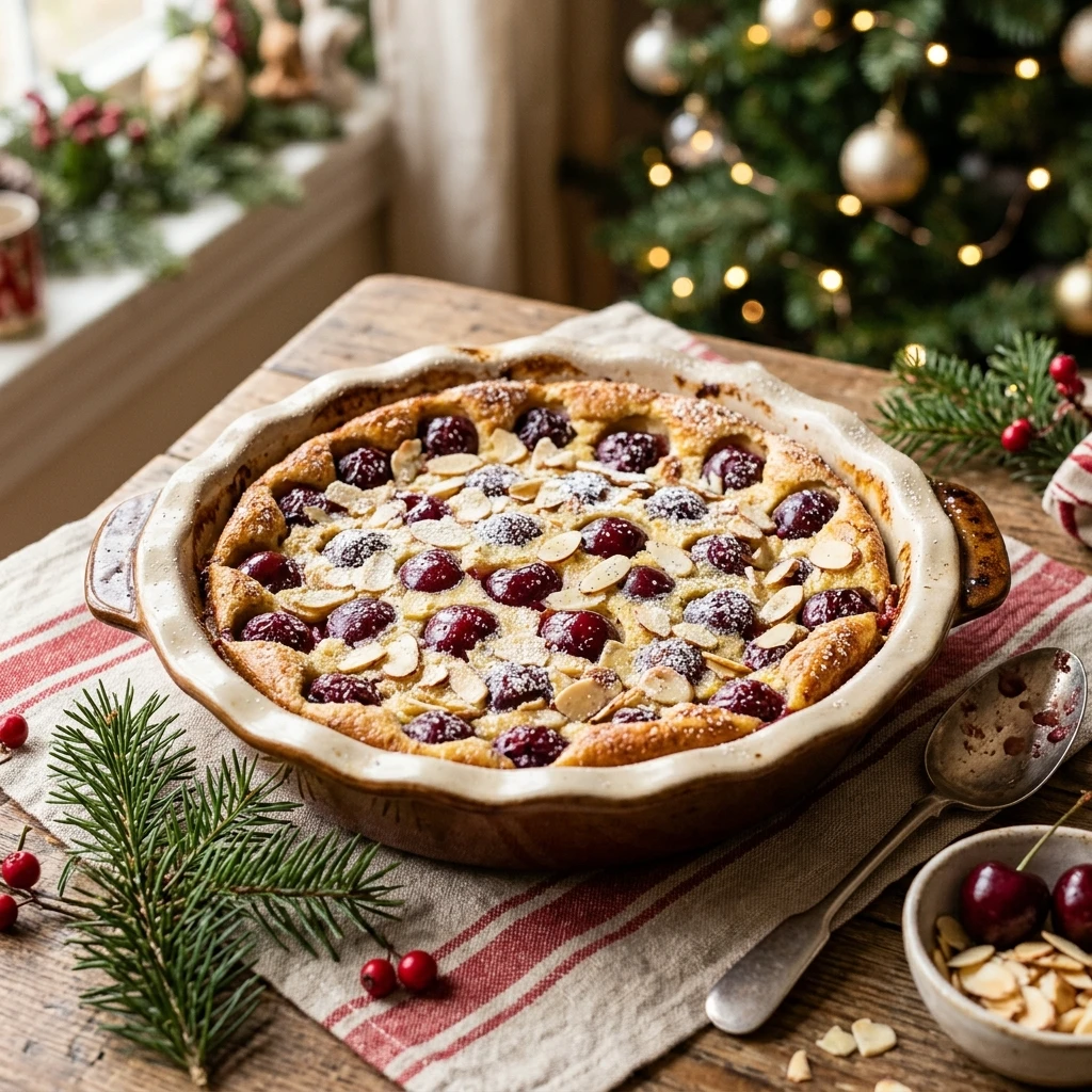 Cherry Almond Christmas Clafoutis