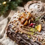 Chestnut and Vanilla Christmas Yule Log Cake