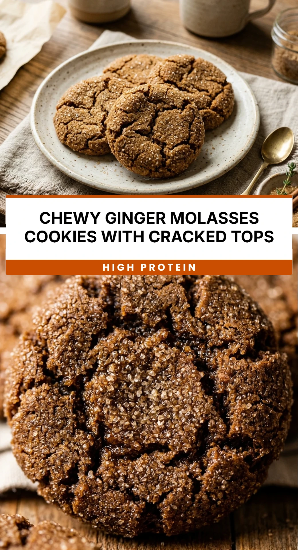 Chewy Ginger Molasses Cookies with Cracked Tops