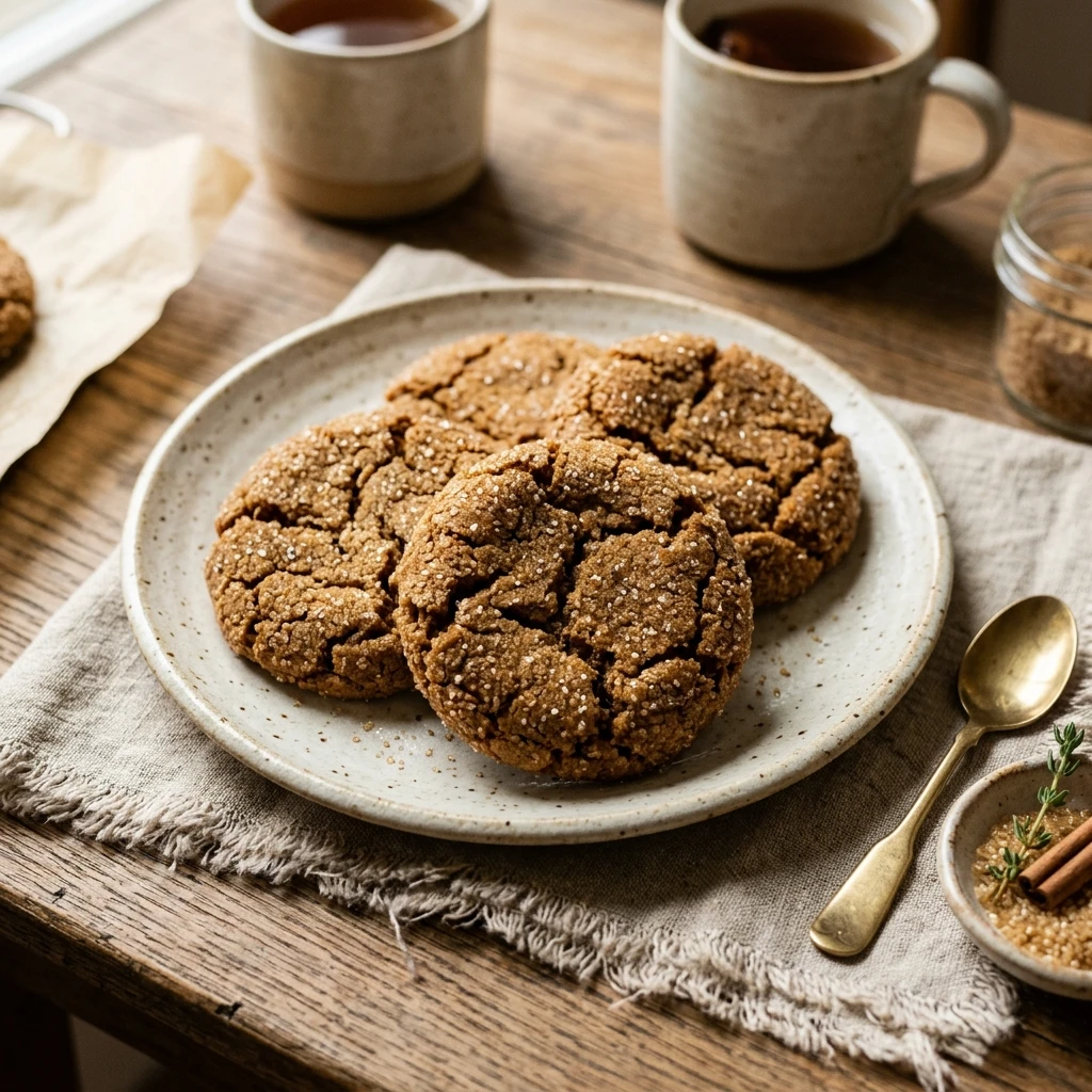 Chewy Ginger Molasses Cookies with Cracked Tops