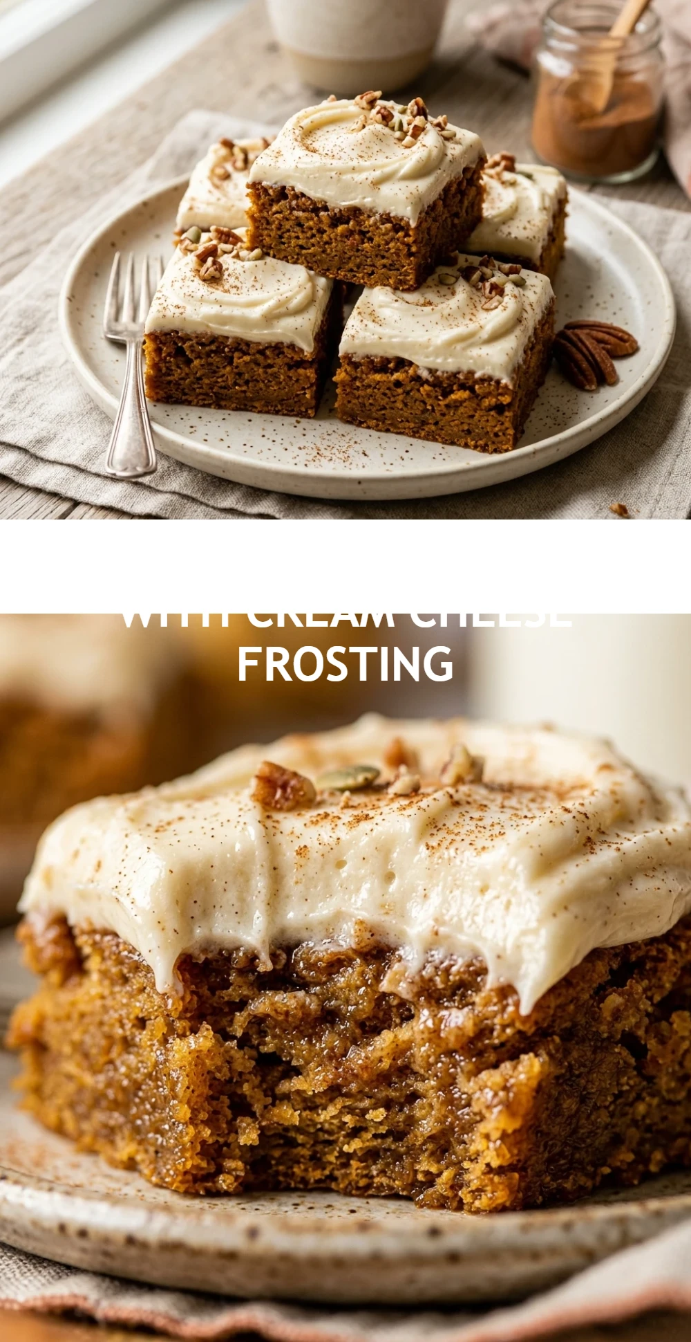 Chewy Pumpkin Bars With Cream Cheese Frosting