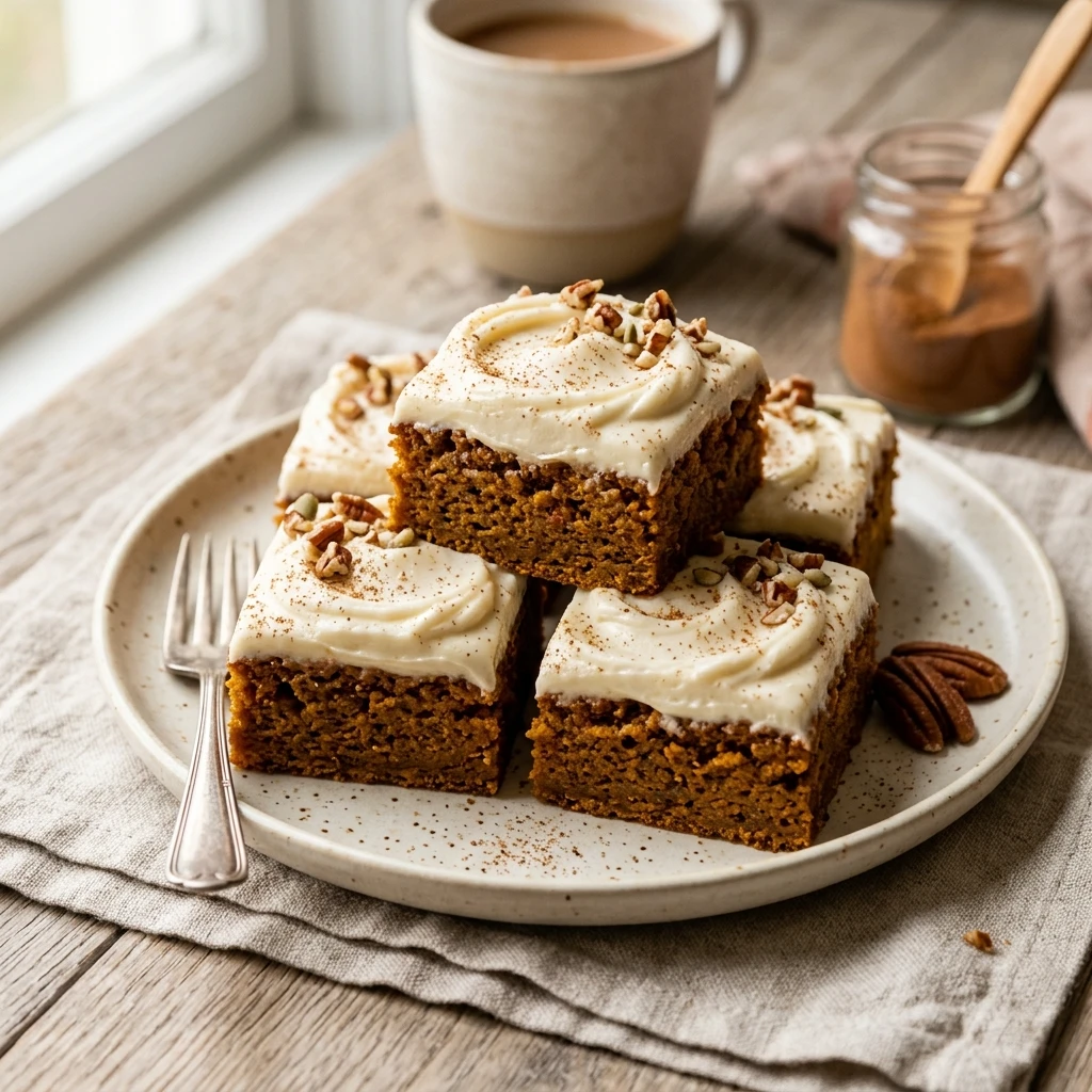 Chewy Pumpkin Bars With Cream Cheese Frosting