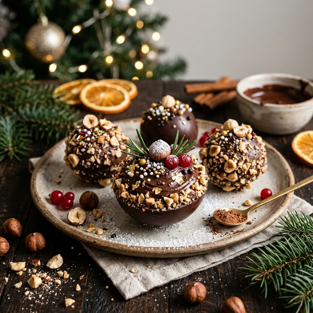 Chocolate Hazelnut Truffle Christmas Bombs