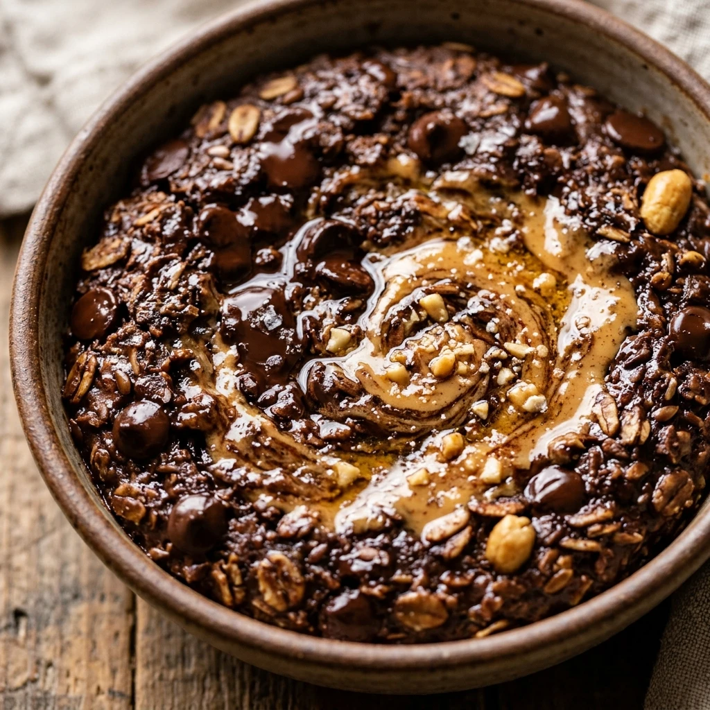 Chocolate Peanut Butter Protein Baked Oats