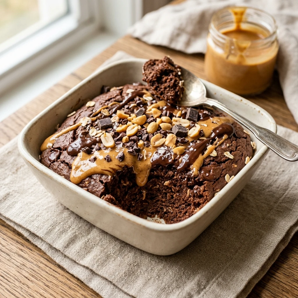 Chocolate Peanut Butter Protein Baked Oats