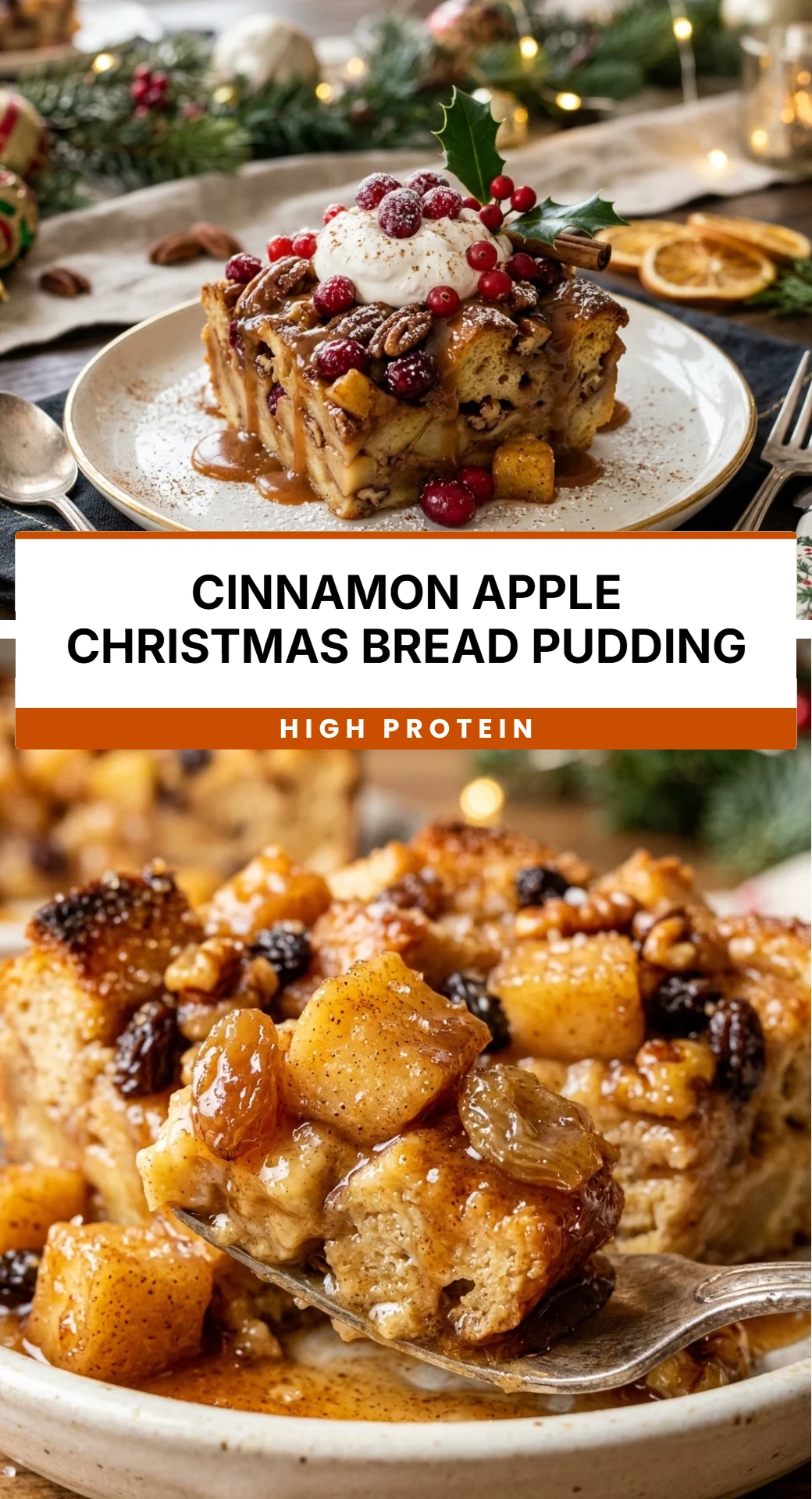 Cinnamon Apple Christmas Bread Pudding