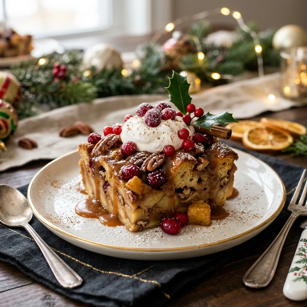 Cinnamon Apple Christmas Bread Pudding