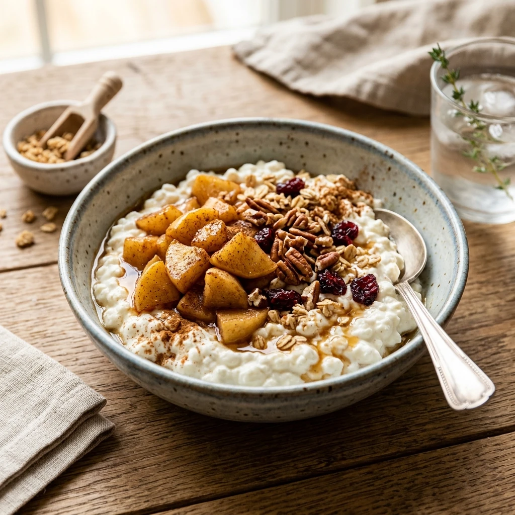Cinnamon Apple Cottage Cheese Bowl High Protein