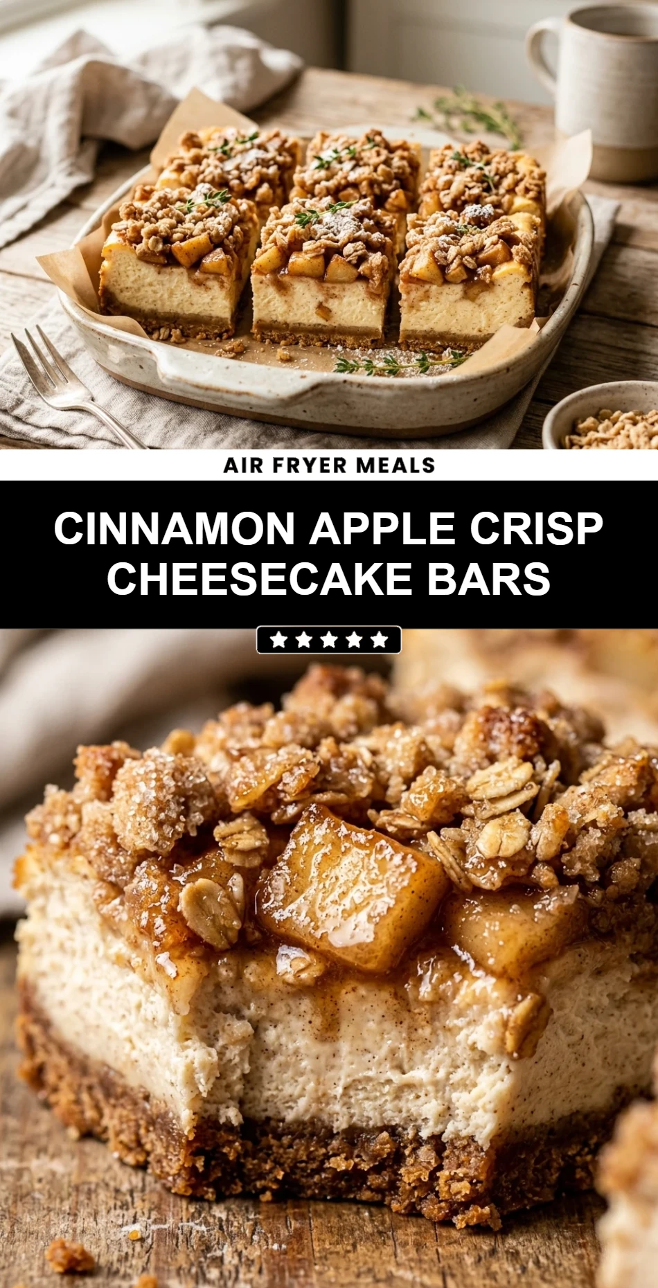 Cinnamon Apple Crisp Cheesecake Bars