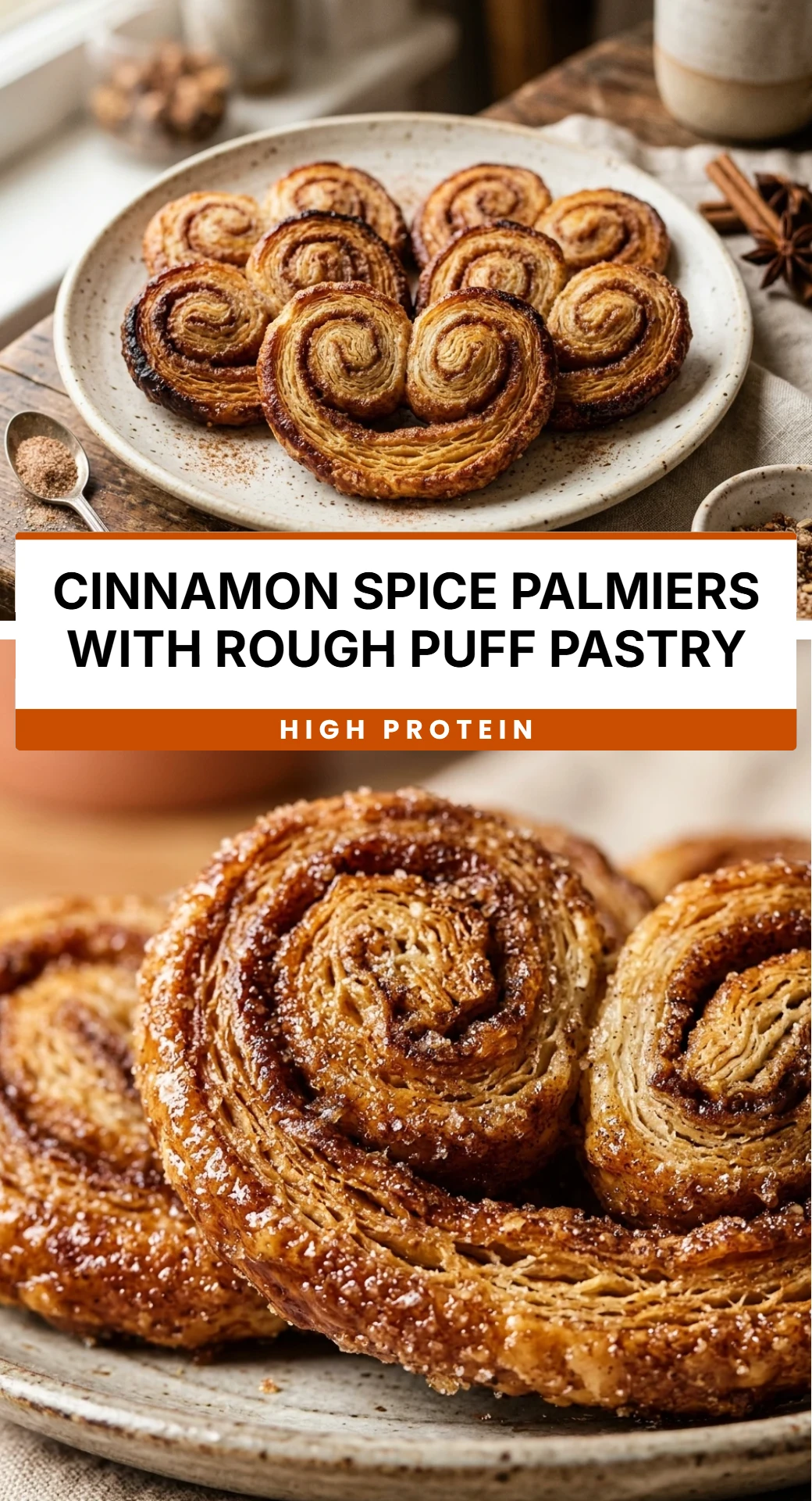 Cinnamon Spice Palmiers with Rough Puff Pastry