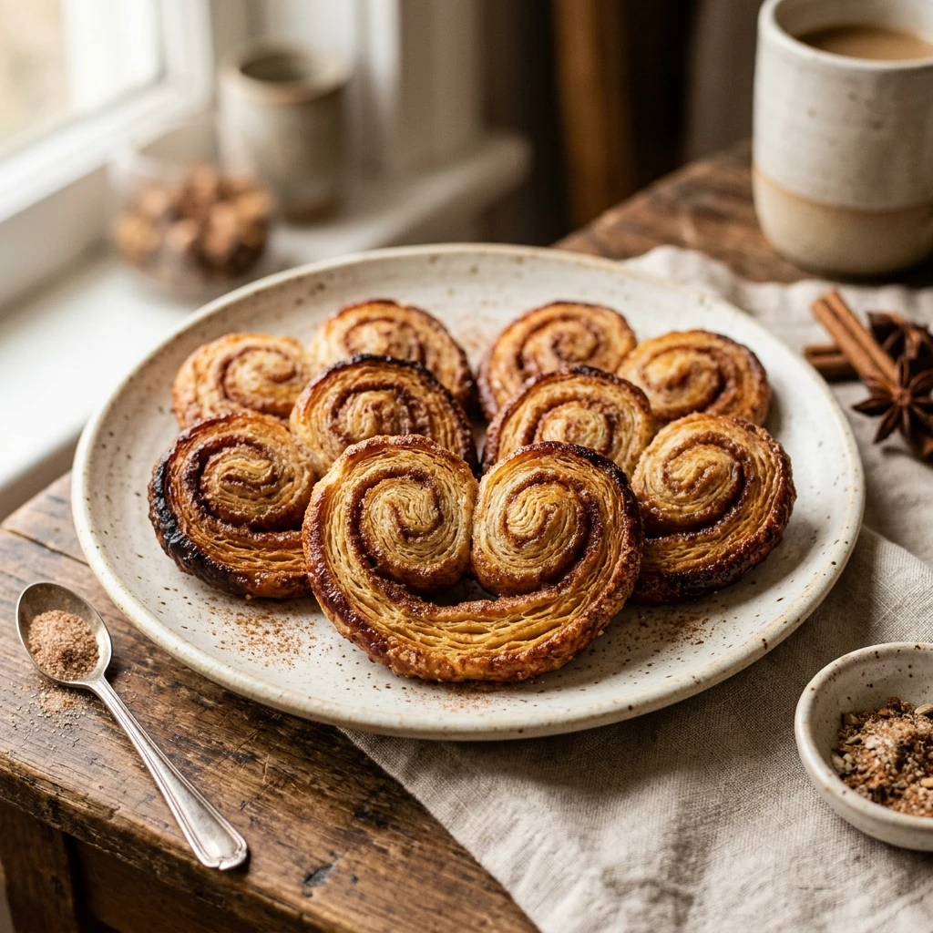 Cinnamon Spice Palmiers with Rough Puff Pastry