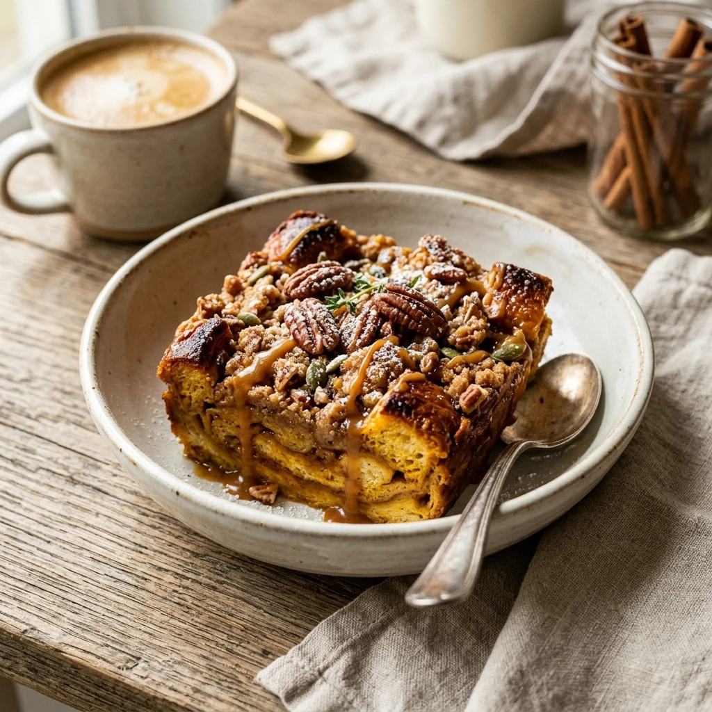 Cinnamon Swirl Pumpkin Bread Pudding