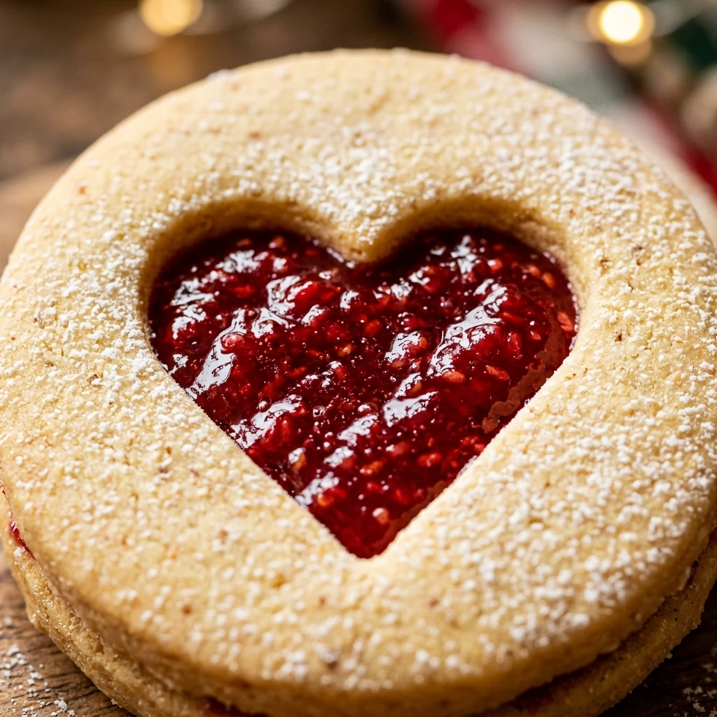 Classic Christmas Linzer Cookies with Raspberry Jam