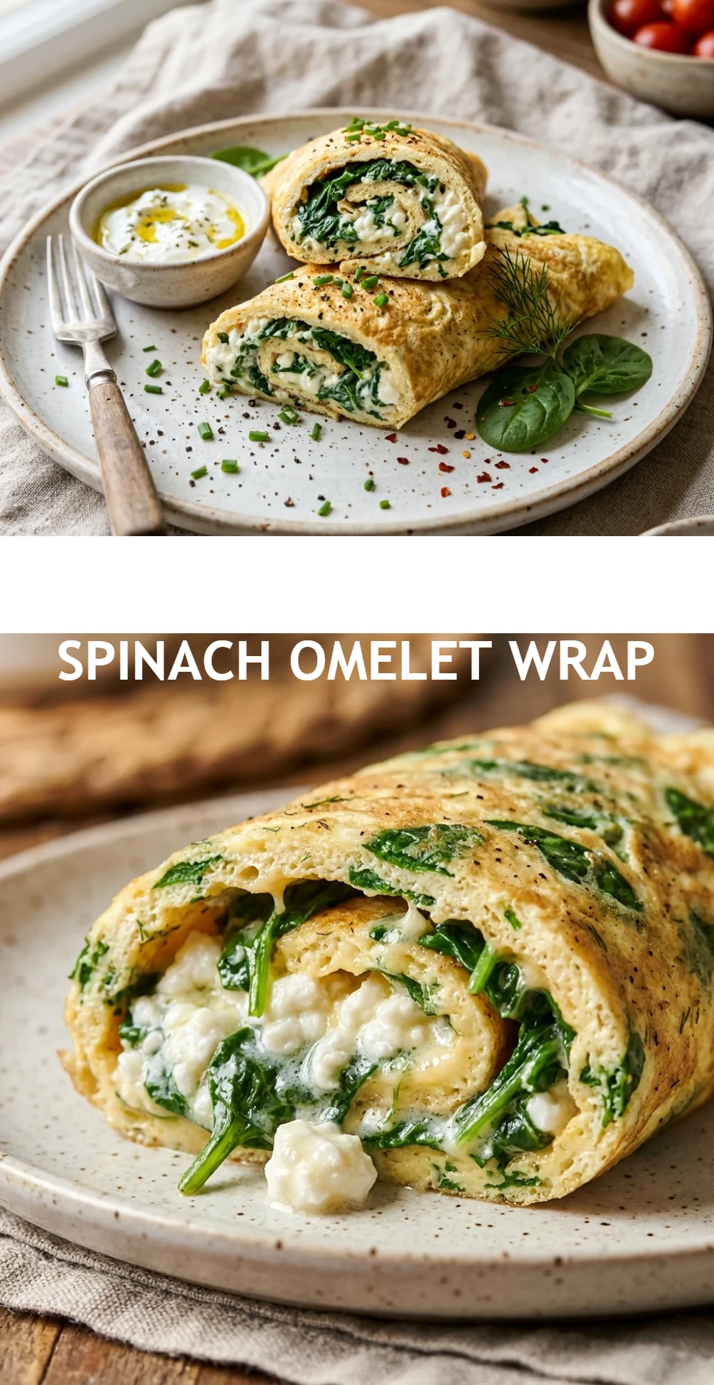 Cottage Cheese Spinach Omelet Wrap