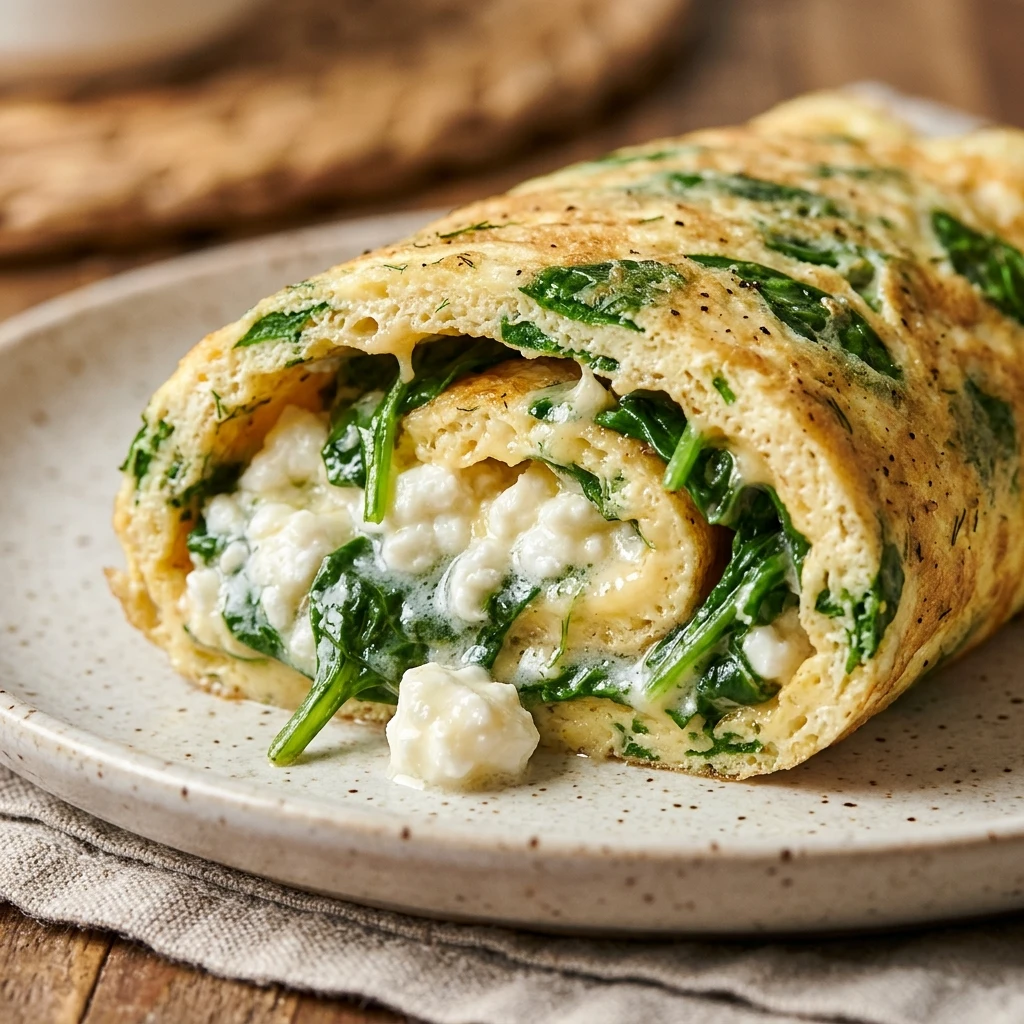 Cottage Cheese Spinach Omelet Wrap