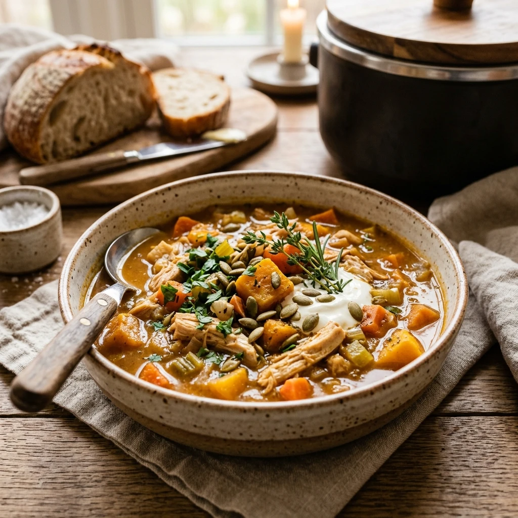 Cozy Crockpot Pumpkin Chicken Stew Recipe