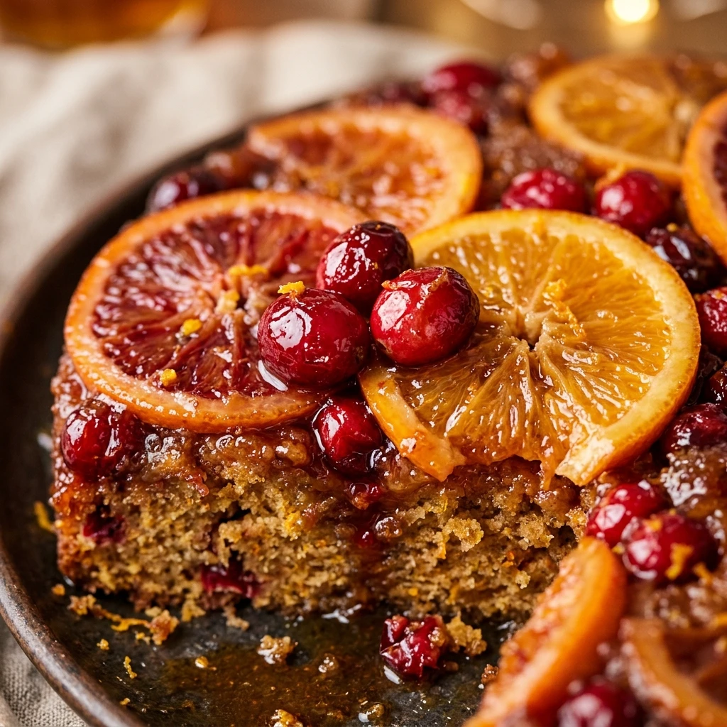 Cranberry Orange Upside Down Christmas Cake