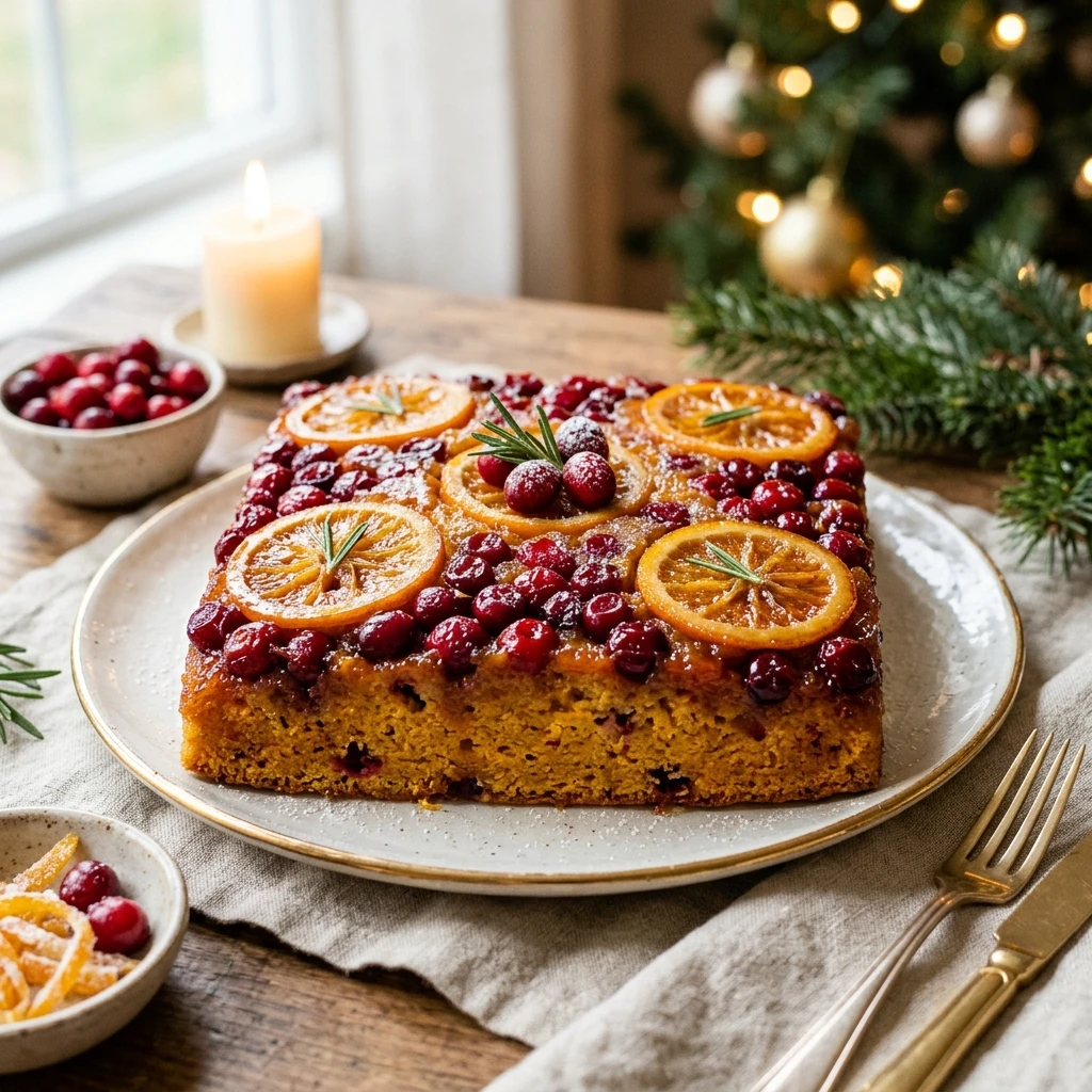 Cranberry Orange Upside Down Christmas Cake