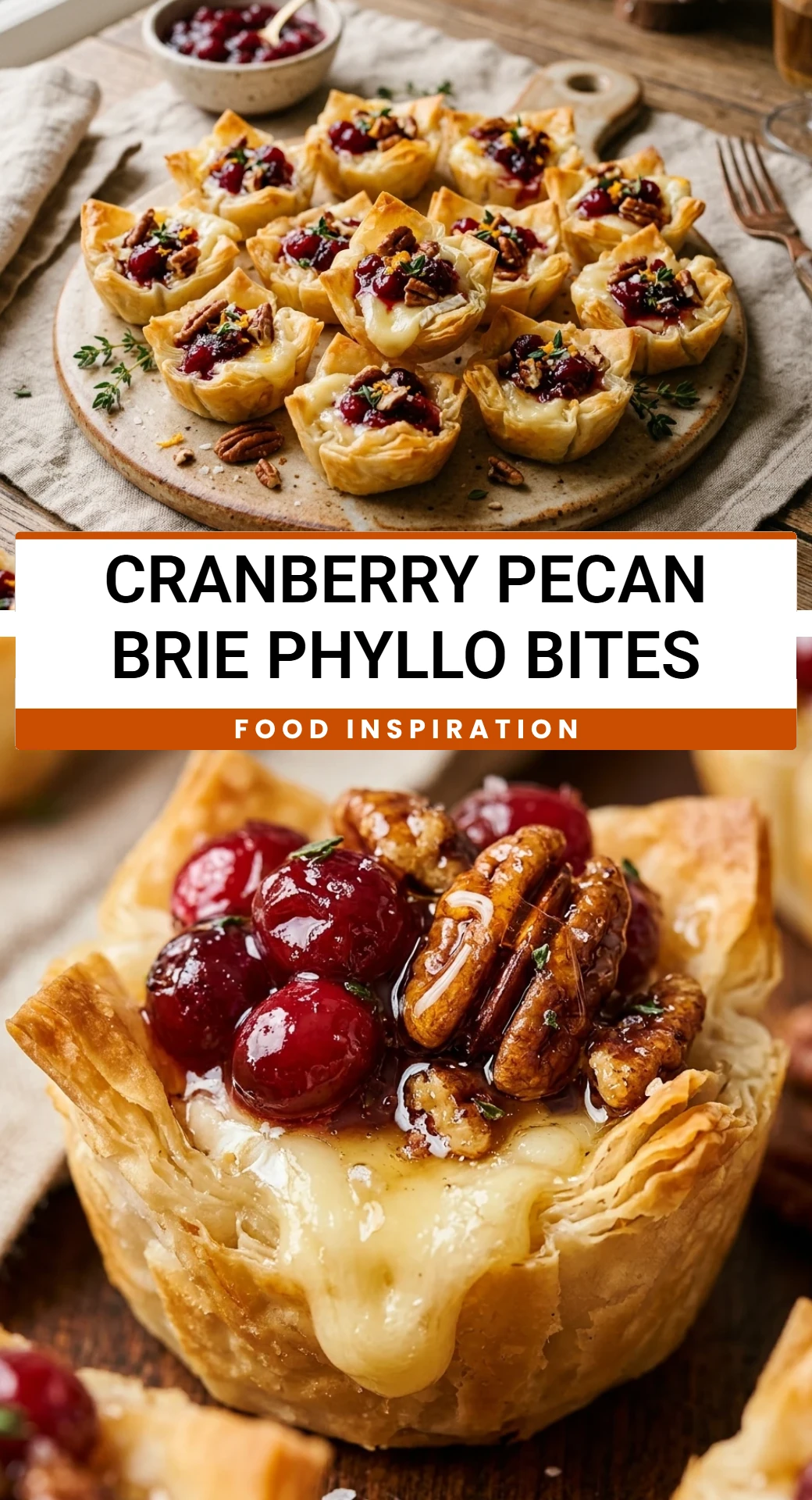 Cranberry Pecan Brie Phyllo Bites