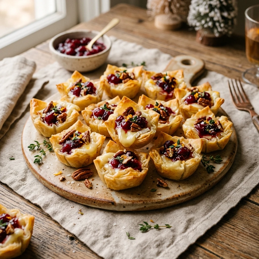 Cranberry Pecan Brie Phyllo Bites
