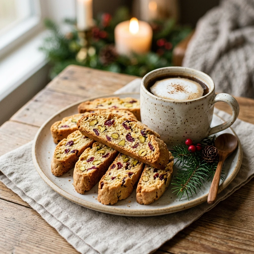 Cranberry Pistachio Biscotti for Holiday Coffee