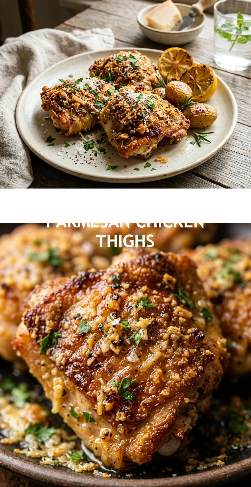 Crispy Air Fryer Garlic Parmesan Chicken Thighs