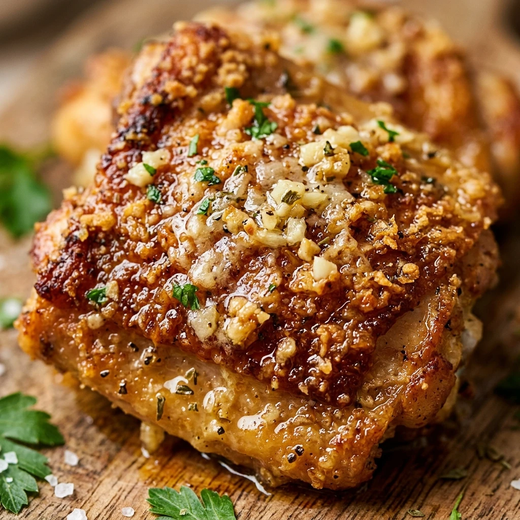 Crispy Air Fryer Garlic Parmesan Chicken Thighs