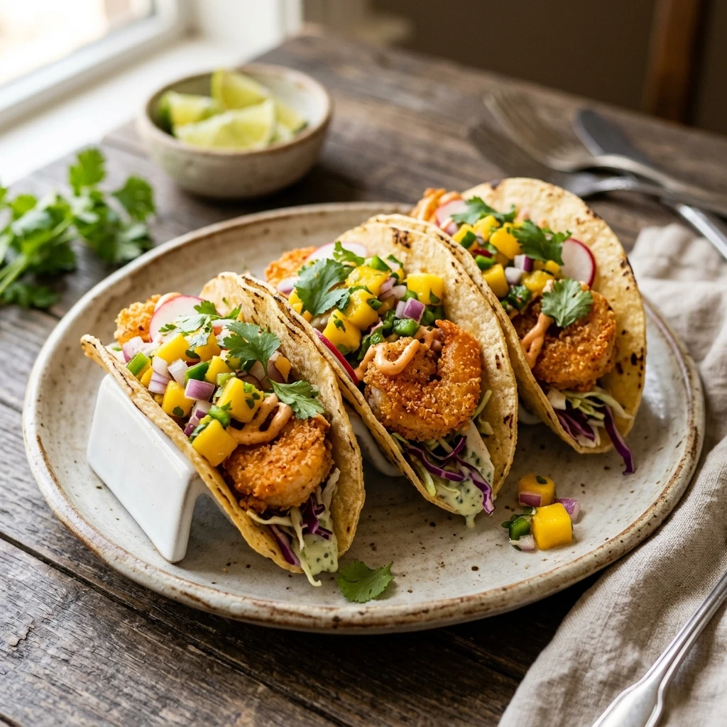 Crispy Air Fryer Shrimp Tacos