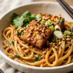 Crispy Tofu Peanut Noodle Bowls