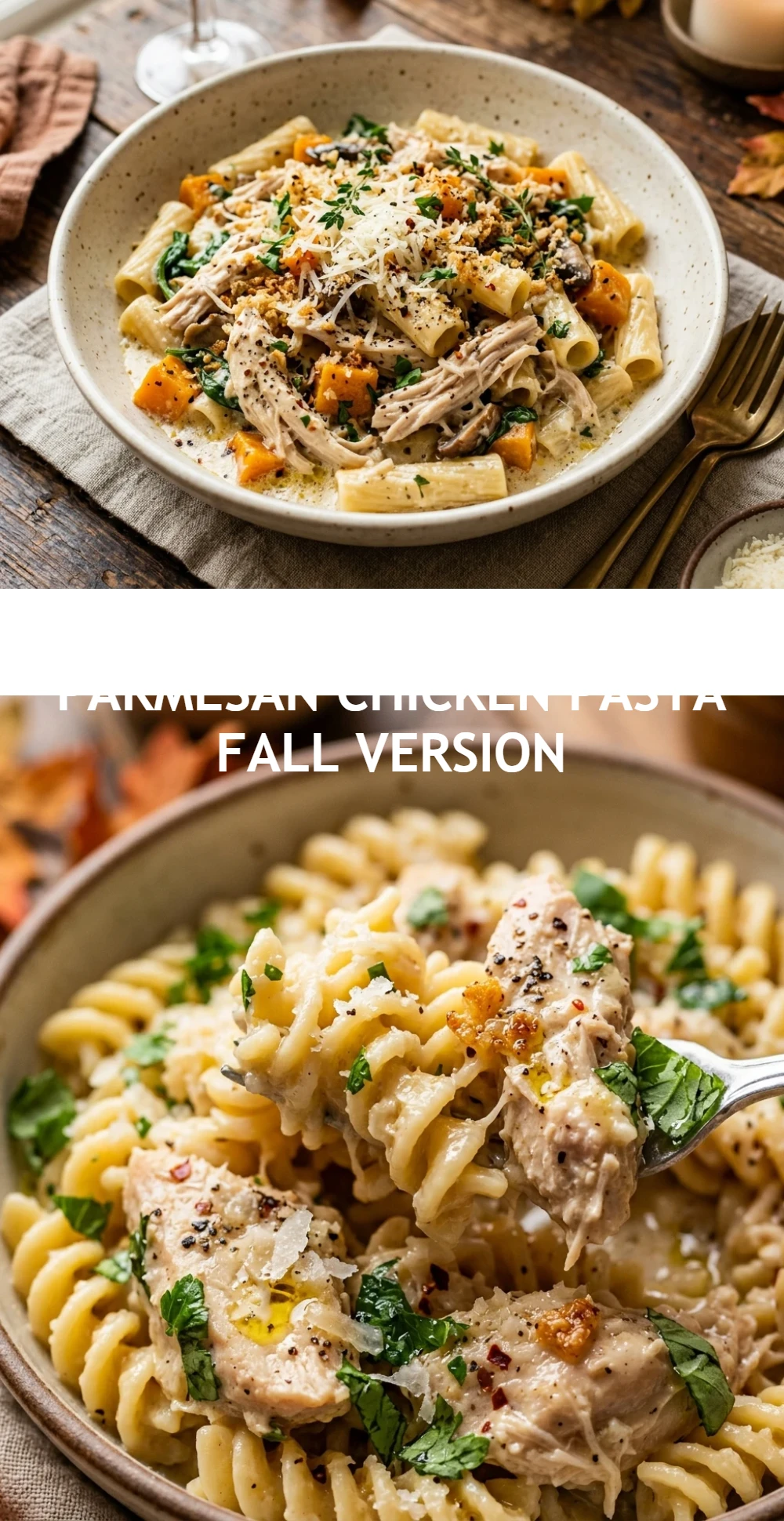 Crockpot Garlic Parmesan Chicken Pasta Fall Version
