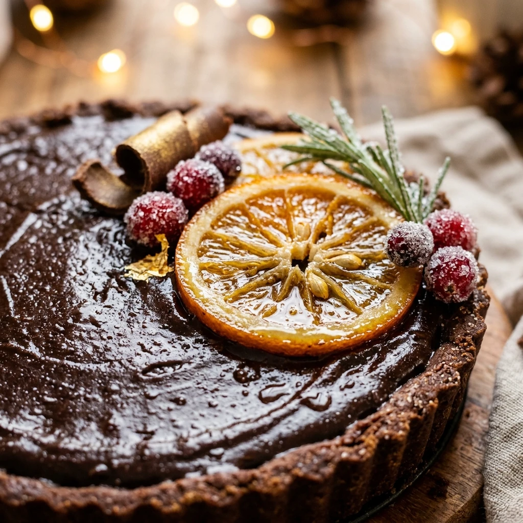 Dark Chocolate Orange Christmas Tart