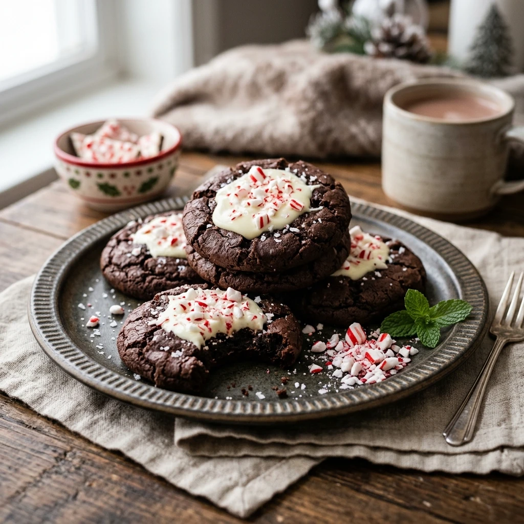 Dark Chocolate Peppermint Bark Cookies