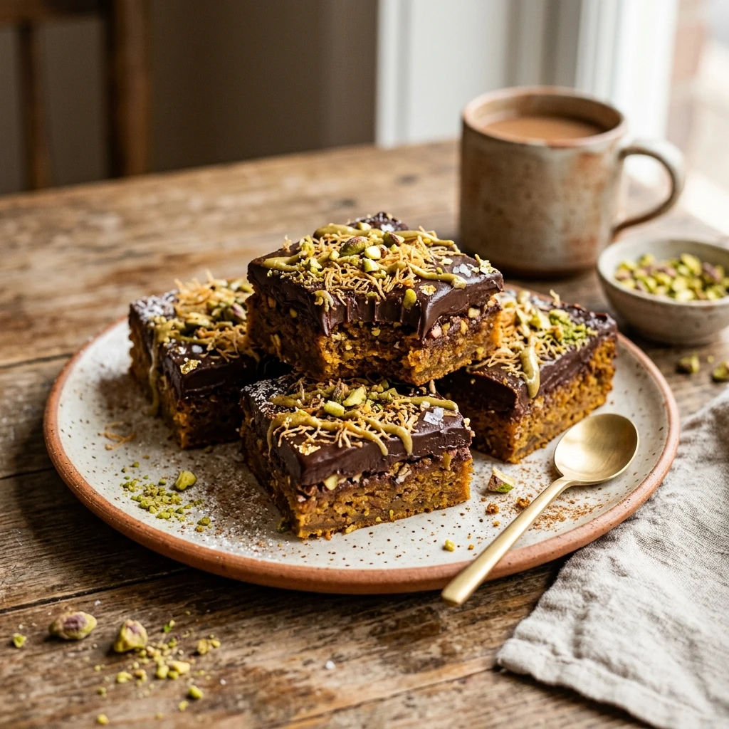 Dubai Chocolate Pumpkin Bars Viral Recipe