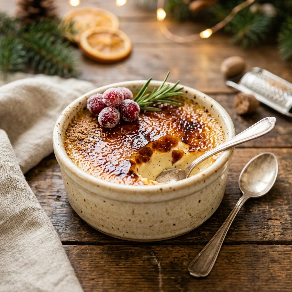Eggnog Creme Brulee with Torched Sugar Crust
