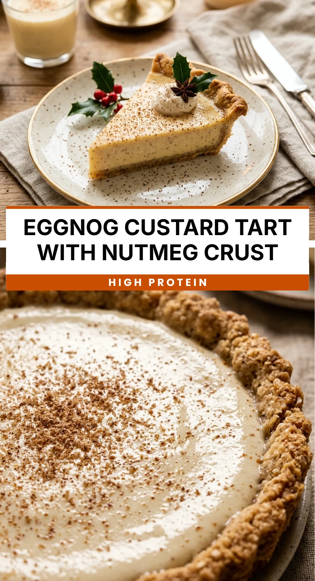 Eggnog Custard Tart with Nutmeg Crust