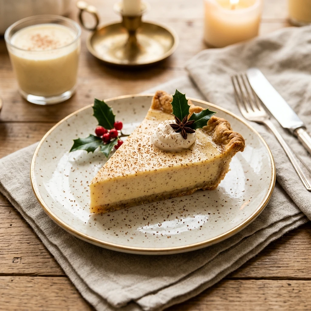 Eggnog Custard Tart with Nutmeg Crust