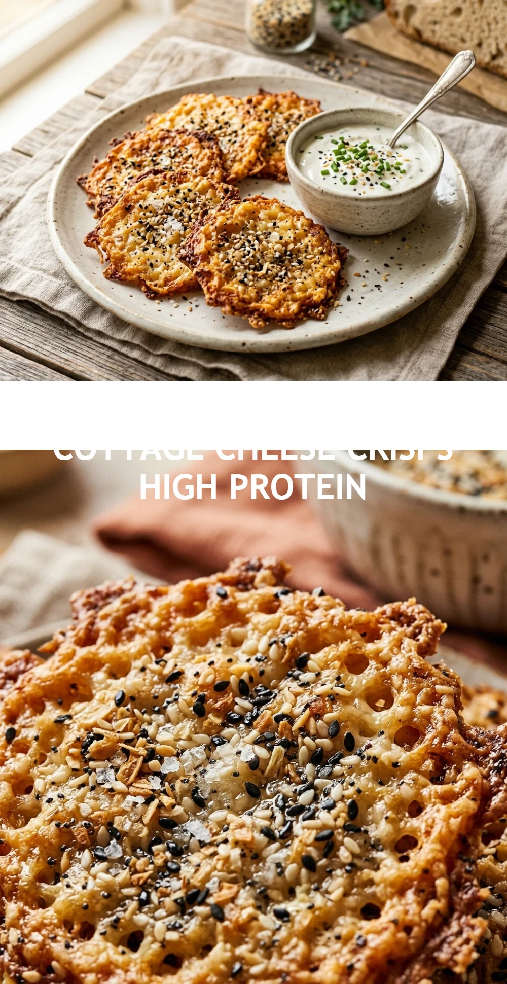 Everything Bagel Cottage Cheese Crisps High Protein