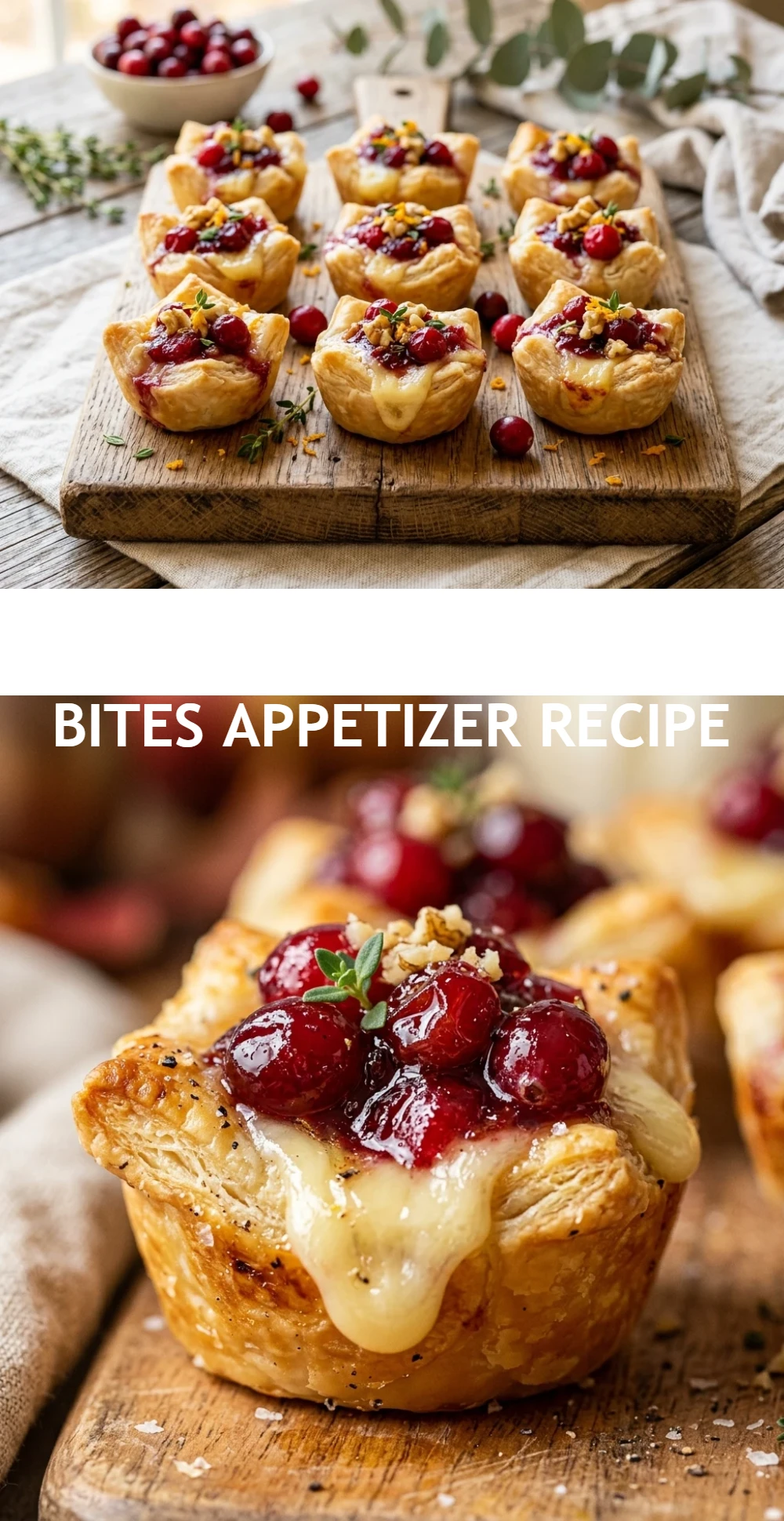 Fall Cranberry Brie Bites Appetizer Recipe