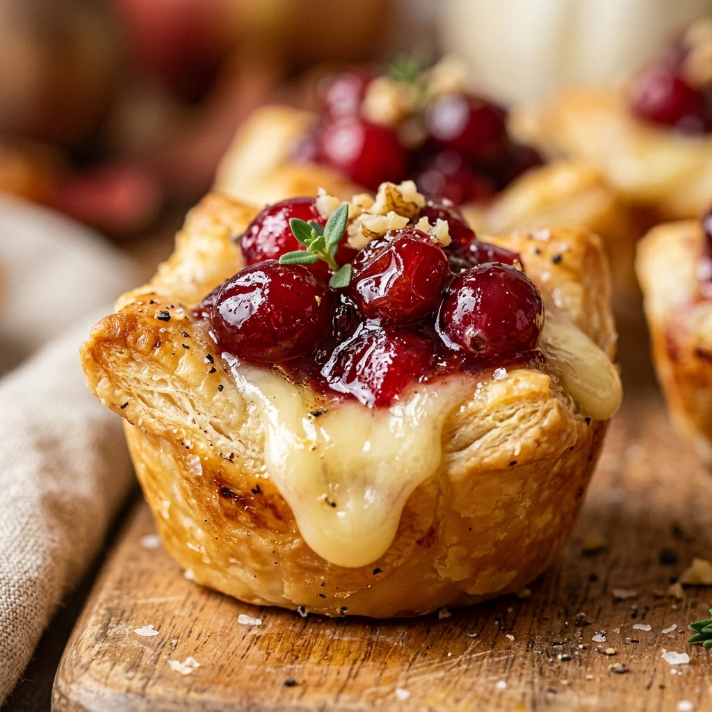 Fall Cranberry Brie Bites Appetizer Recipe