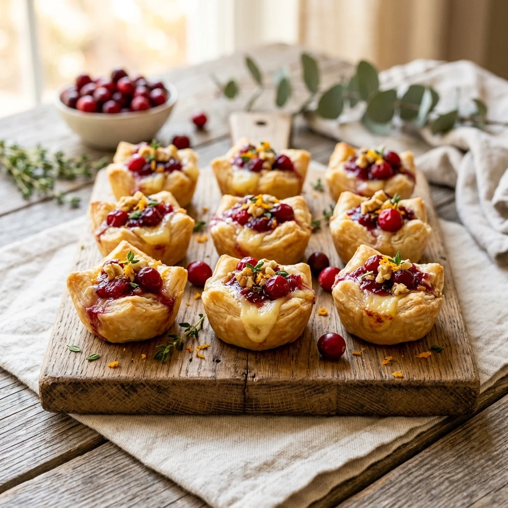 Fall Cranberry Brie Bites Appetizer Recipe