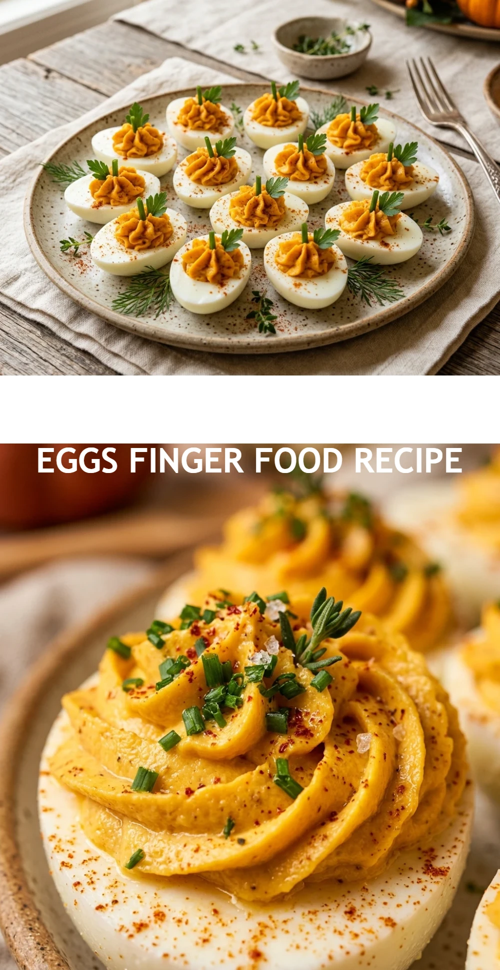 Fall Pumpkin Deviled Eggs Finger Food Recipe