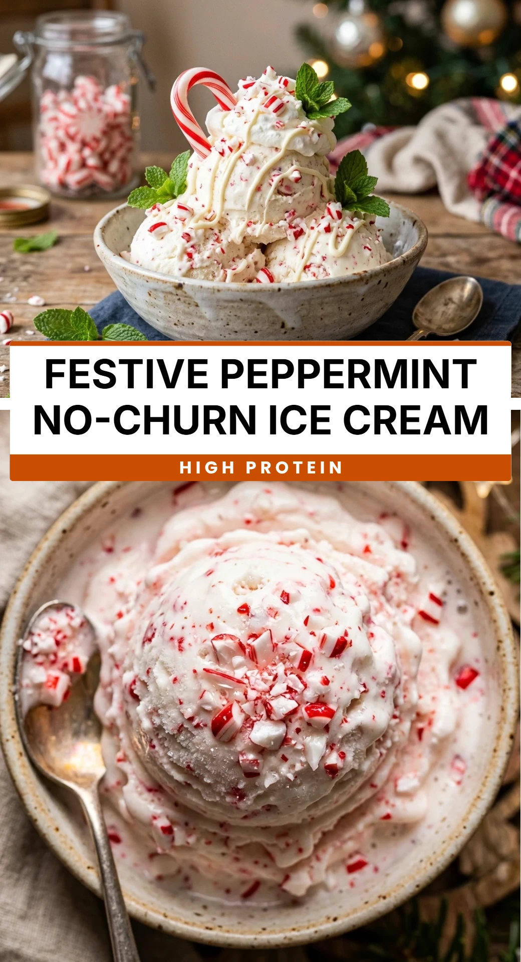 Festive Peppermint No-Churn Ice Cream