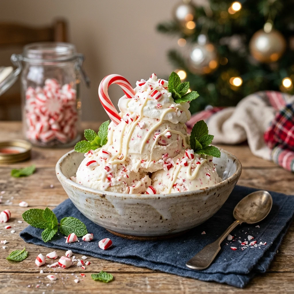 Festive Peppermint No-Churn Ice Cream