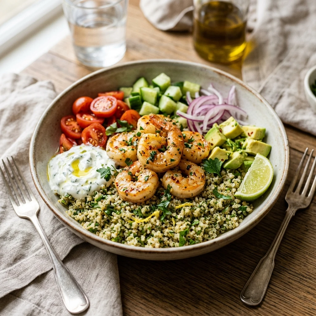 Garlic Butter Shrimp and Quinoa Bowls