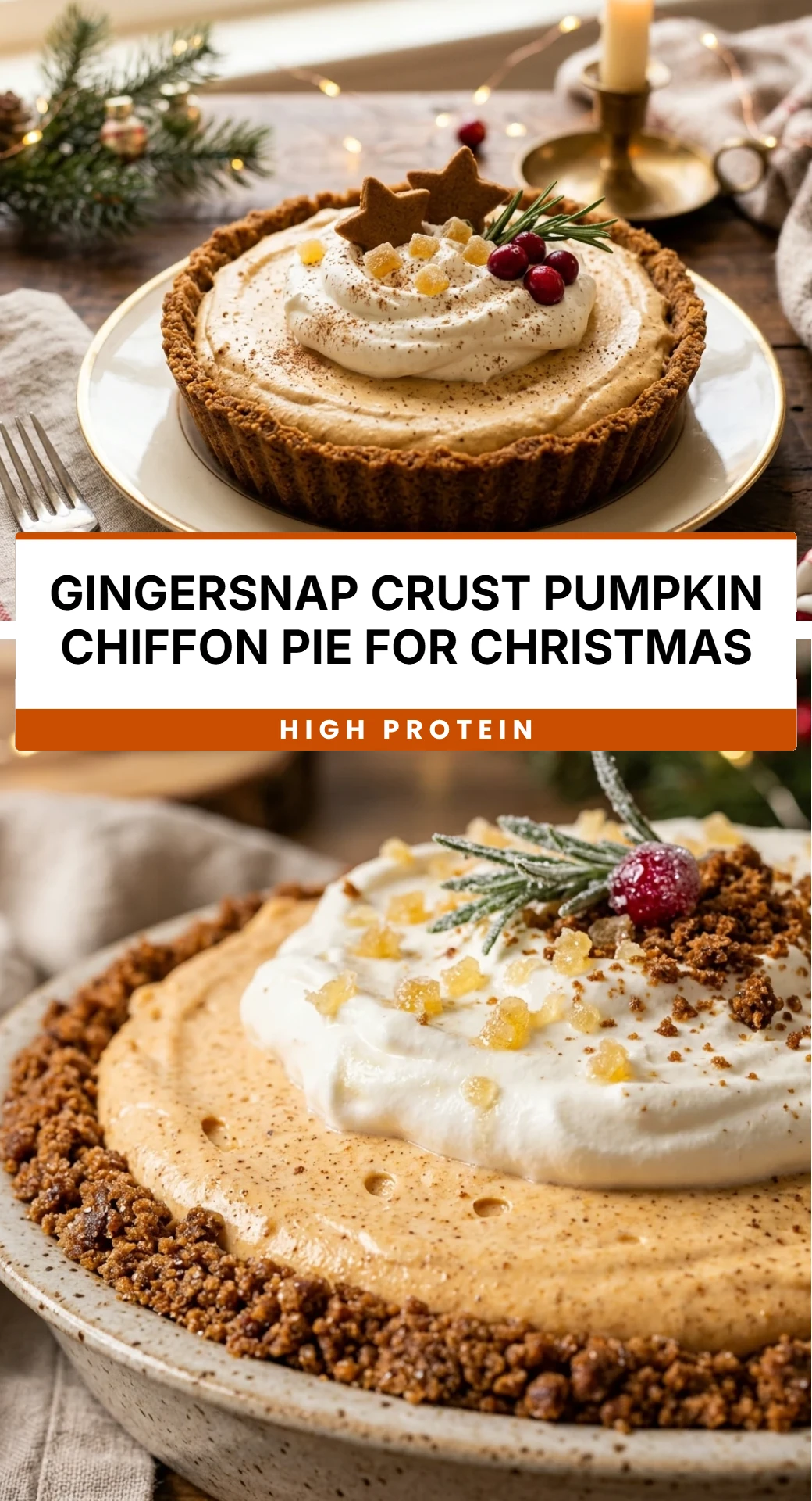 Gingersnap Crust Pumpkin Chiffon Pie for Christmas
