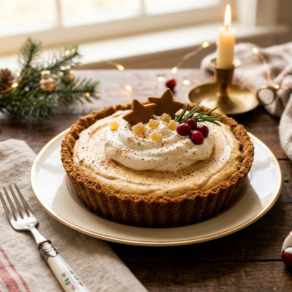 Gingersnap Crust Pumpkin Chiffon Pie for Christmas