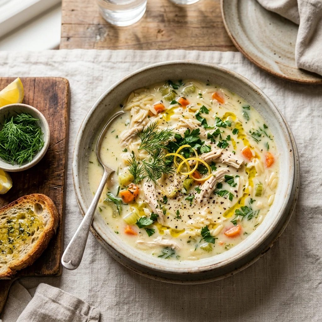 Greek Chicken Orzo Soup