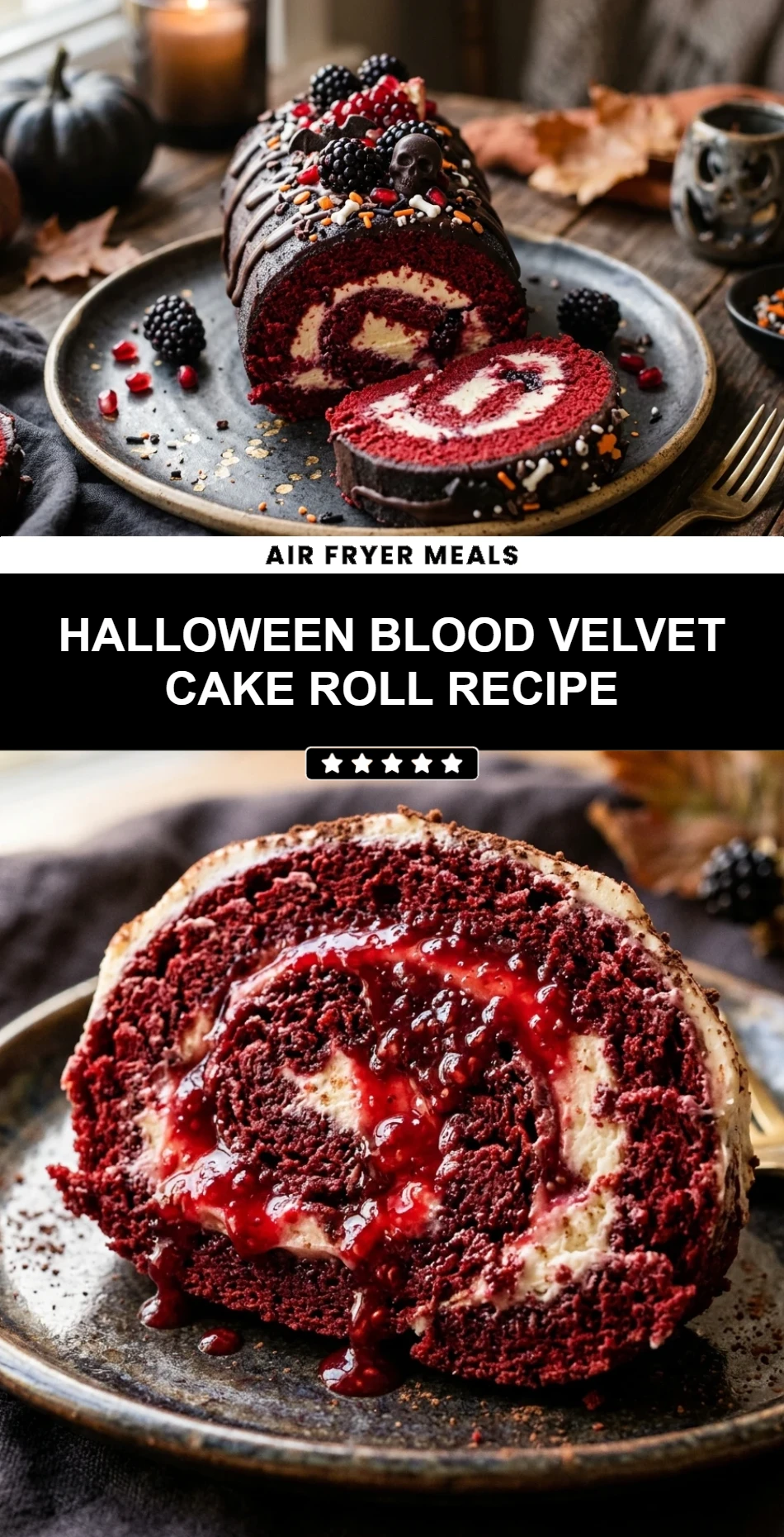 Halloween Blood Velvet Cake Roll Recipe