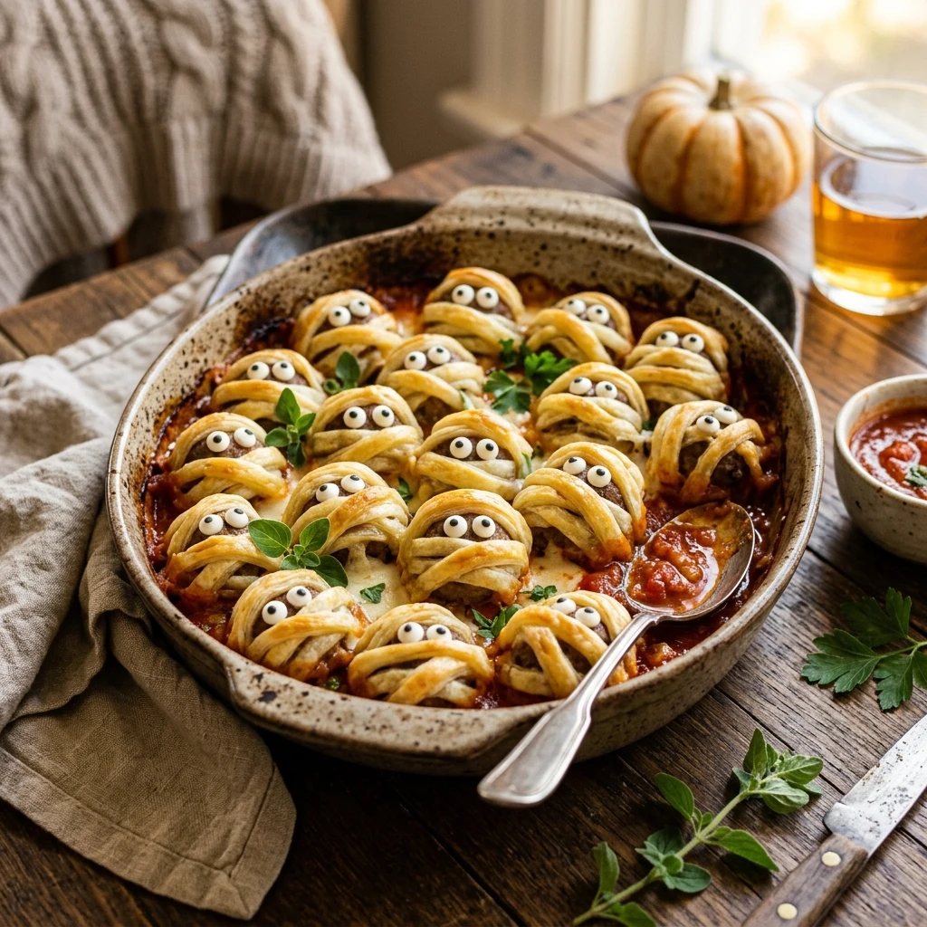 Halloween Mummy Meatballs Potluck Recipe