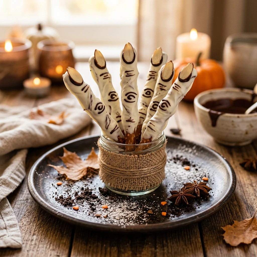Halloween Witch Finger Pretzel Rods Recipe